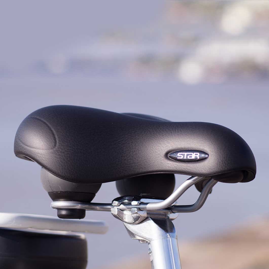 Avec sa selle à assise droite, ce vélo à assistance électrique E-Colors est très confortable. Il vous permettra d'avaler les kilomètres de manière redoutable